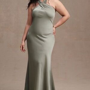 Elegant Olive Green One-Shoulder Dress